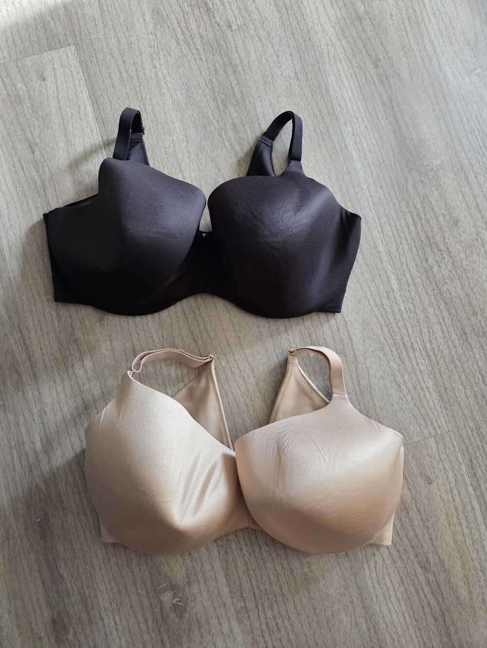 Cacique Lane Bryant 2-Pack Underwire T-Shirt Bra 42H Black/Beige Solid